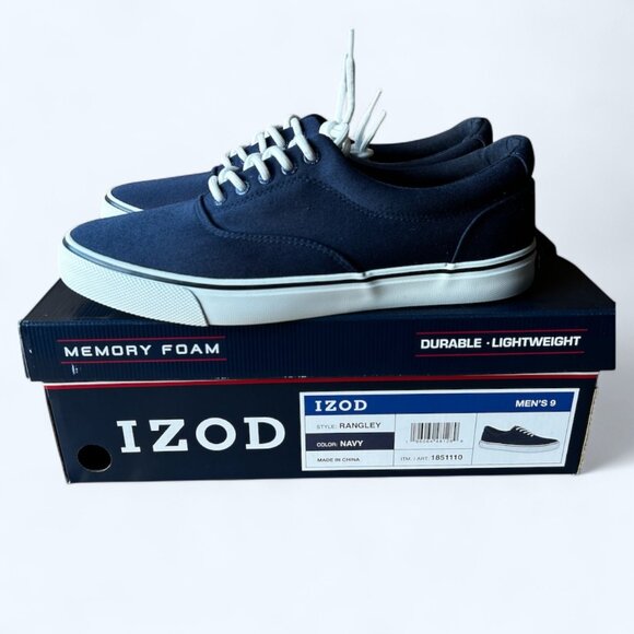 Izod Rangley Men's Lace Up Casual Canvas shoe Memory Foam Navy size 9 - Picture 3 of 9